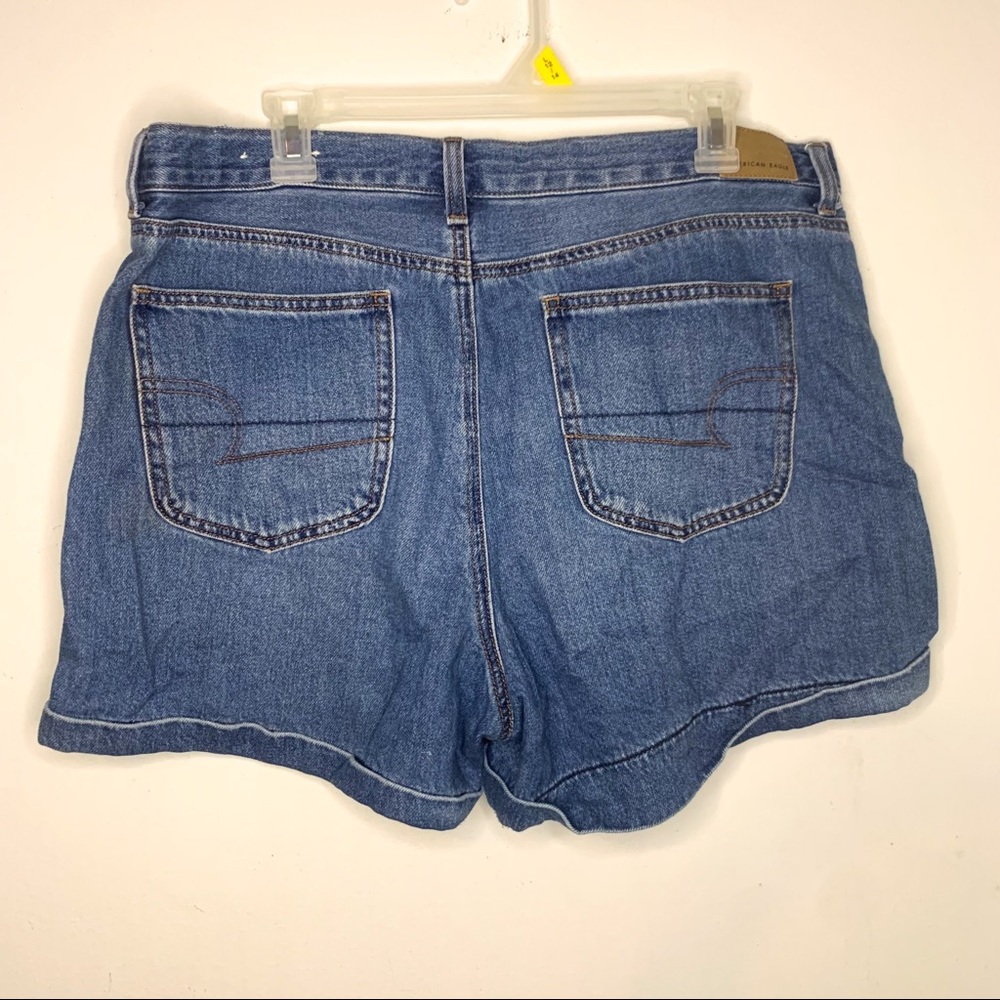 American Eagle Shorts Mom Jean Denim Blue High Rise Cotton Women’s 16 - Picture 2 of 8